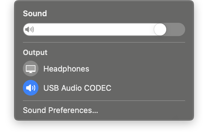 macOS sistema eragilearen audio irteera aukerak